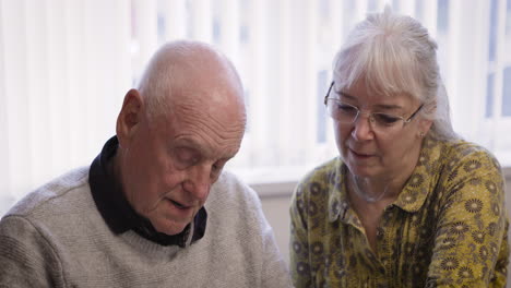 elderly couple conversation