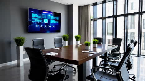 modern conference room with interactive display