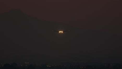 airplane landing at night