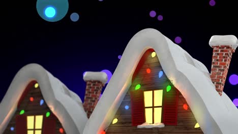 animation of stars falling colorful lights over houses with fairy lights