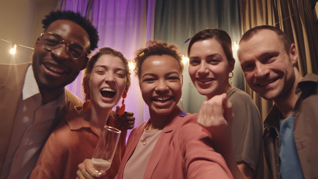 POV of Young People Taking Selfie at House Party
