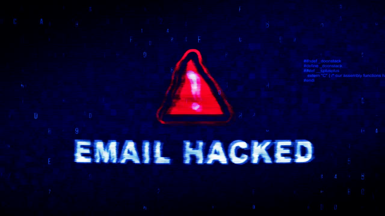 el texto hackeado por correo electrónico el ruido digital la contracción del glitch la distorsión del efecto el error de la animación.