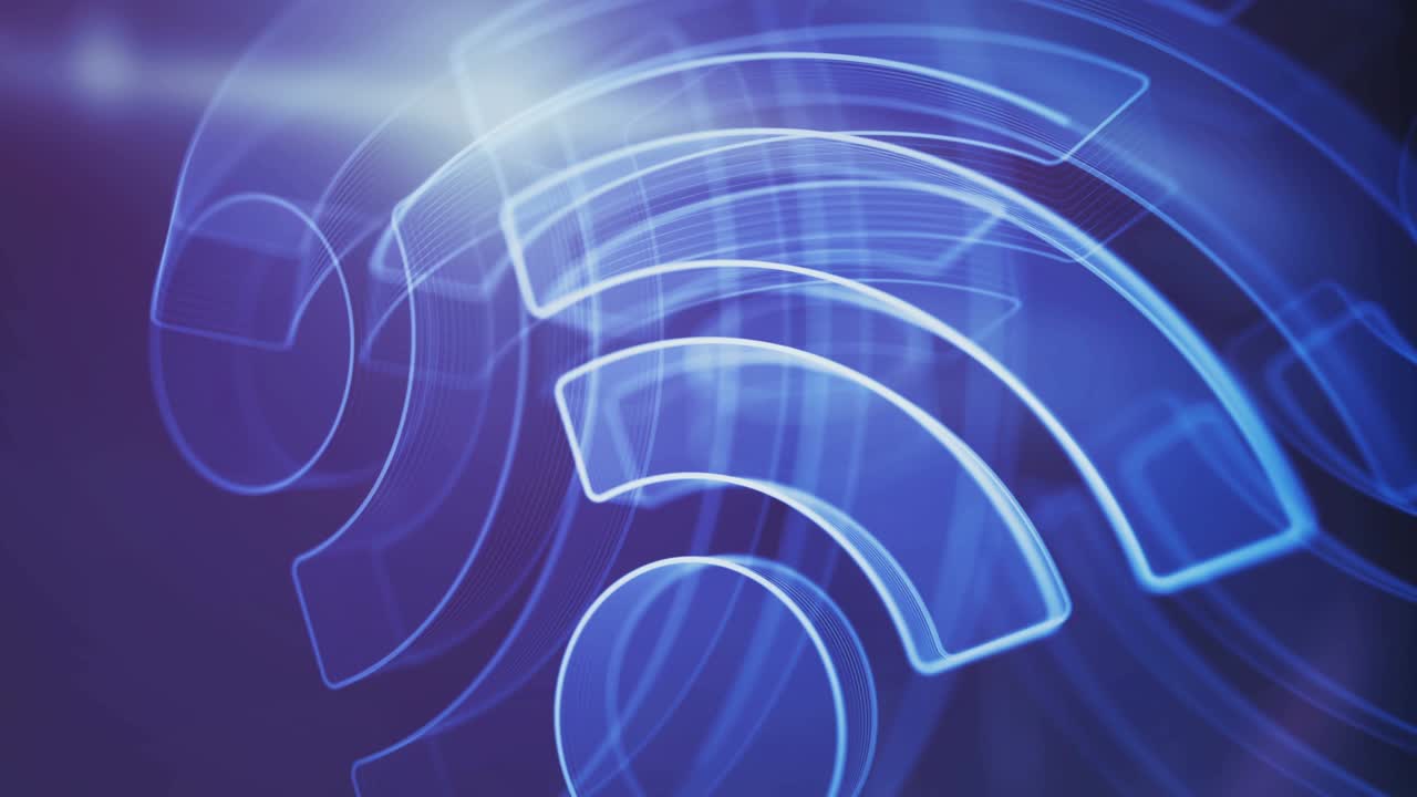 concepto de bucle giratorio del símbolo de comunicación de la red wi-fi móvil