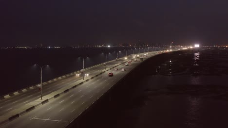 road bridge at night drone 01