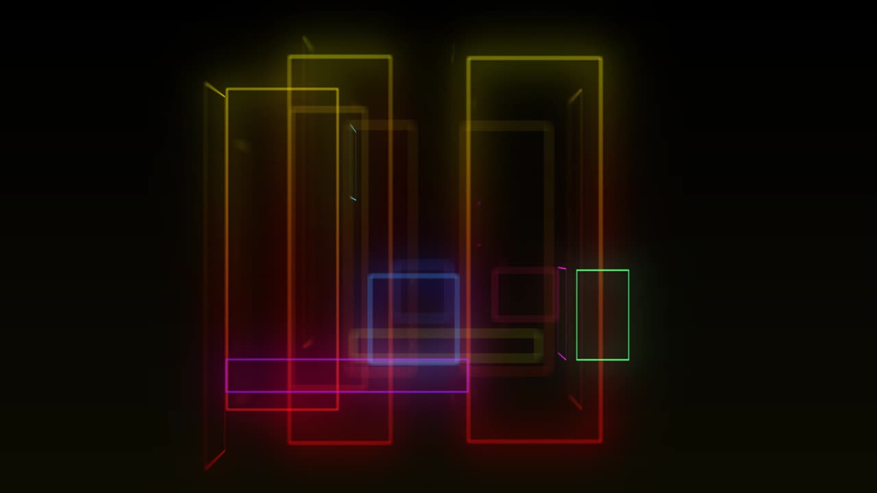 3d abstracto rectangular y cuadrado led de neón luz rotada habitación de caja para el fondo.