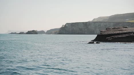 Wide-view-of-sea-and-cliffs,-Irish-coastal-scenery