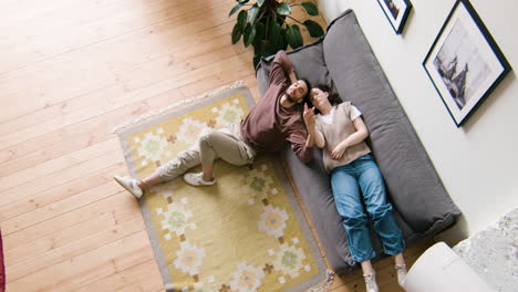 young lovers at home