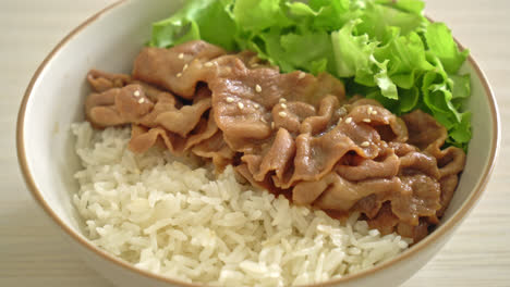 Hausgemachte-Japanische-Donburi-Reisschüssel-Mit-Schweinefleisch