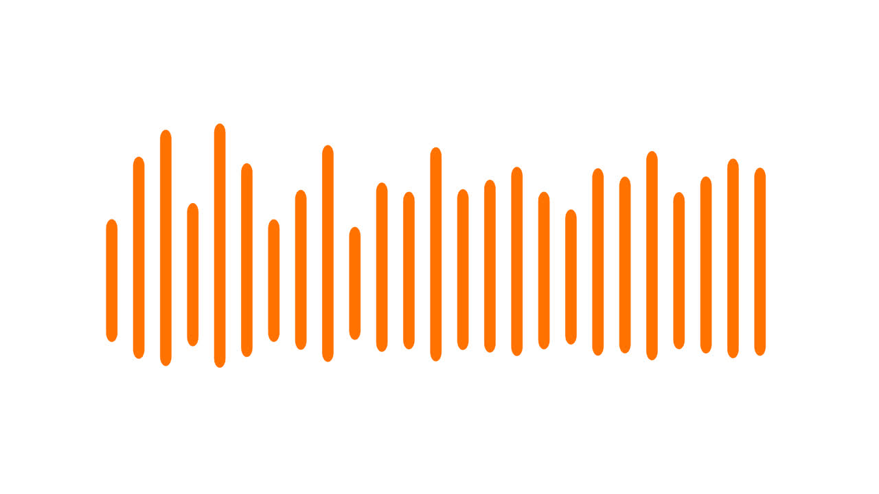 Orange Audio Equalizer Sound Wave Animation on White Background