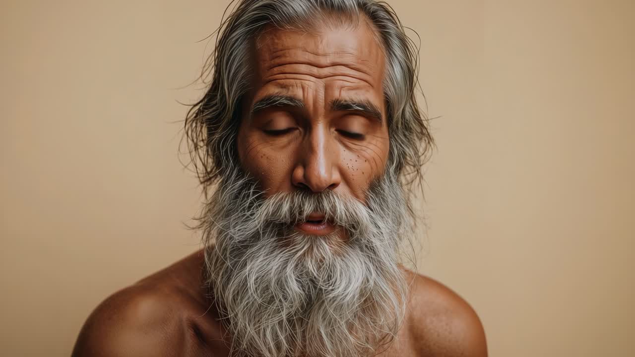 Portrait of a Middle-Aged Man with Gray Hair and Beard