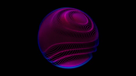 distortion waves on abstract sphere of particles loop. digital data splash of spherical point array. round waveform ui element. futuristic glitch