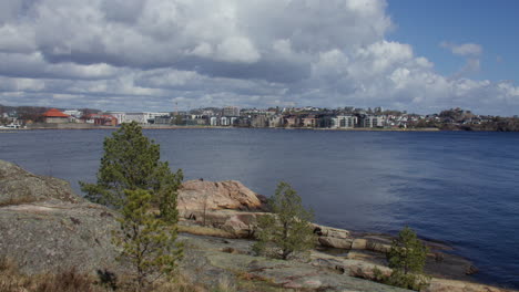 Wide shot looking over Kristiansand from Odderøya