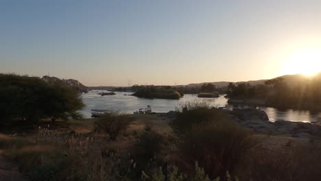 view of elephantine island on the nile river in aswan, egypt, world heritage site, static