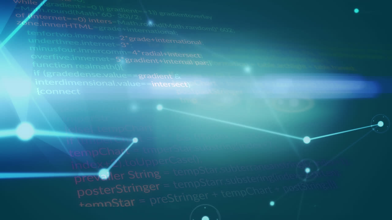 animación de la red de conexiones y procesamiento de datos sobre formas