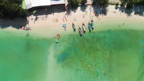 Phi-Phi-Don-amazing-coastline-from-drone,-Thailand