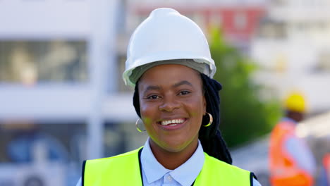 Face,-engineer-and-black-woman-outdoor