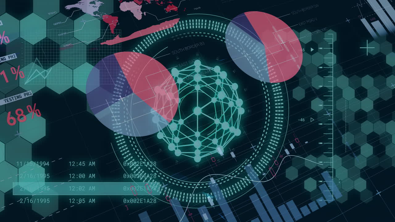 animación del procesamiento de datos digitales sobre las estadísticas