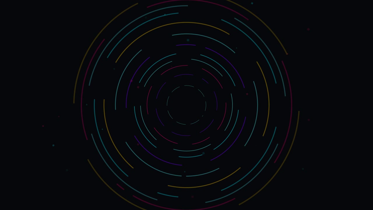 Abstract Motion Graphic of Rotating Colorful Concentric Circles