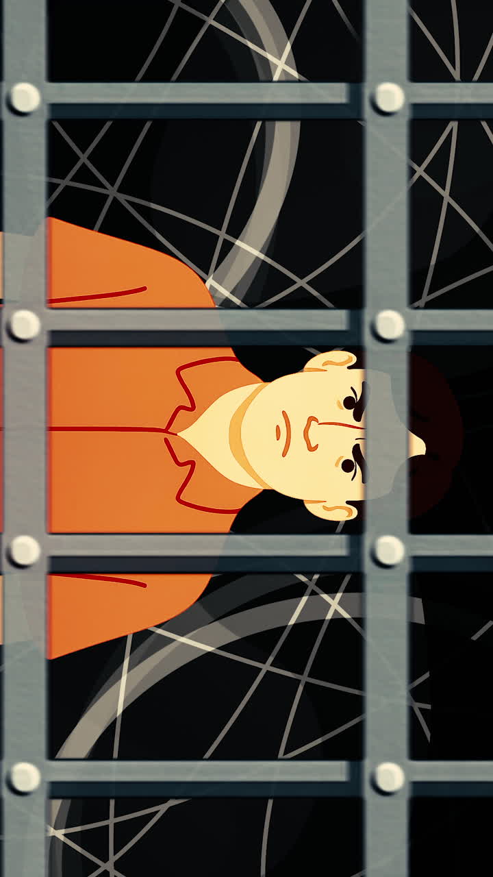 Illustration of a prisoner behind bars