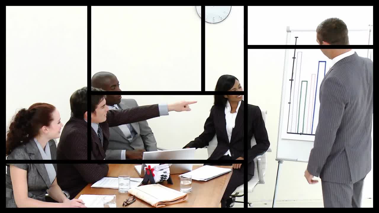 회사 에서의 프레젠테이션 에서 사업가 들 의 애니메이션