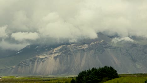 the movement of the clouds over the mountains.