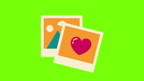 animación en 2d de una polaroid en una pantalla verde