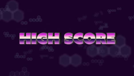 Animation-Eines-Highscores-über-Sich-Bewegenden-Molekülen-Auf-Dunklem-Hintergrund