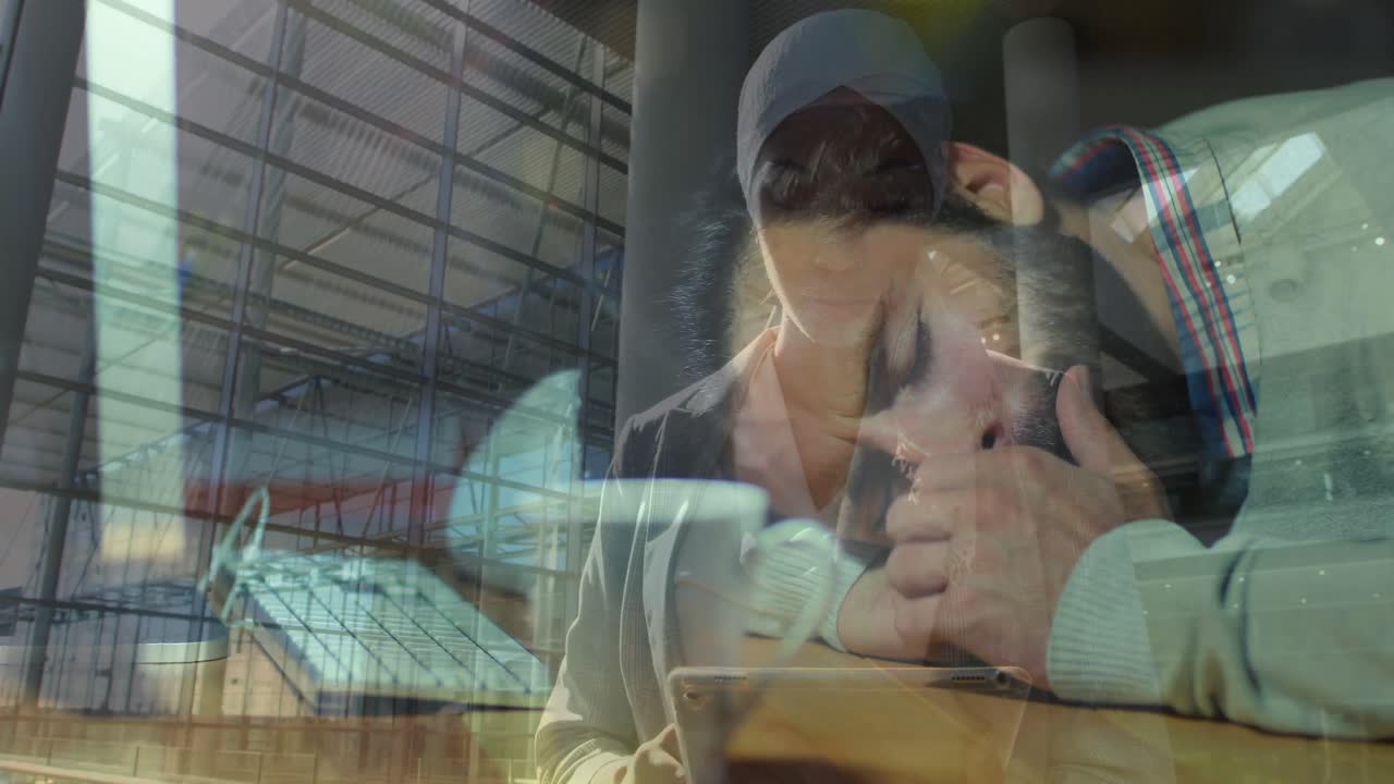 잠자는 무슬림 남자의 애니메이션 비즈니스 무슬림 여성