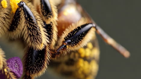 macro shot of a bee collecting pollen