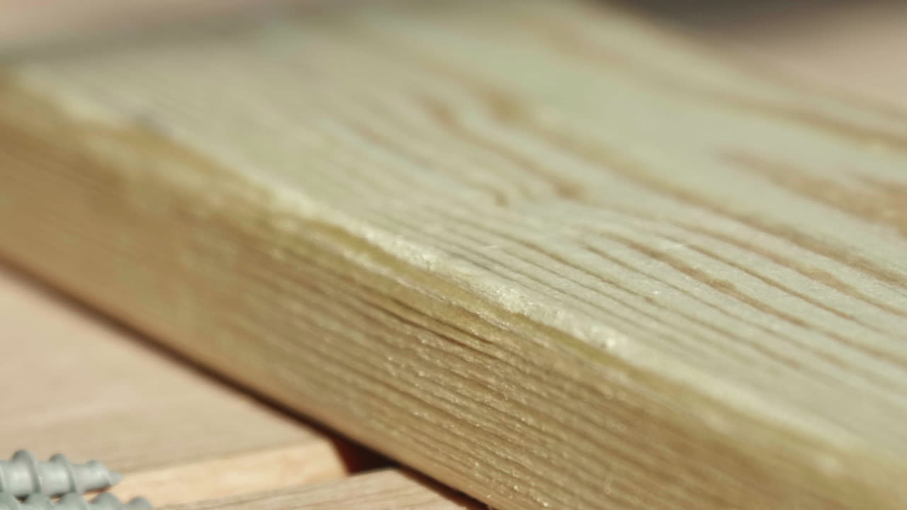 Close-up of Screws in Wood