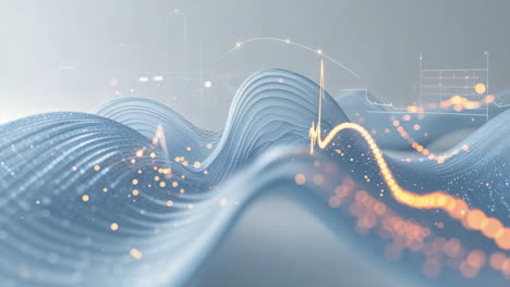 abstract digital data visualization with luminous waveform