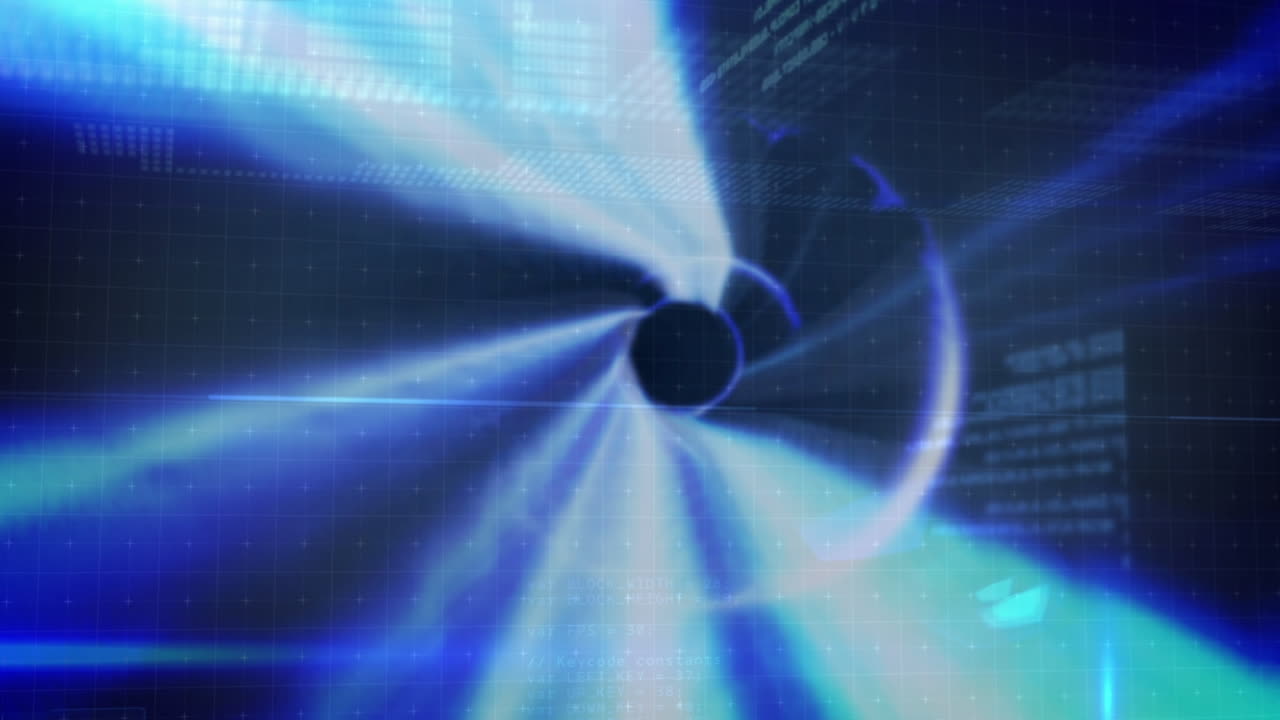 animación del procesamiento de datos sobre un fondo azul