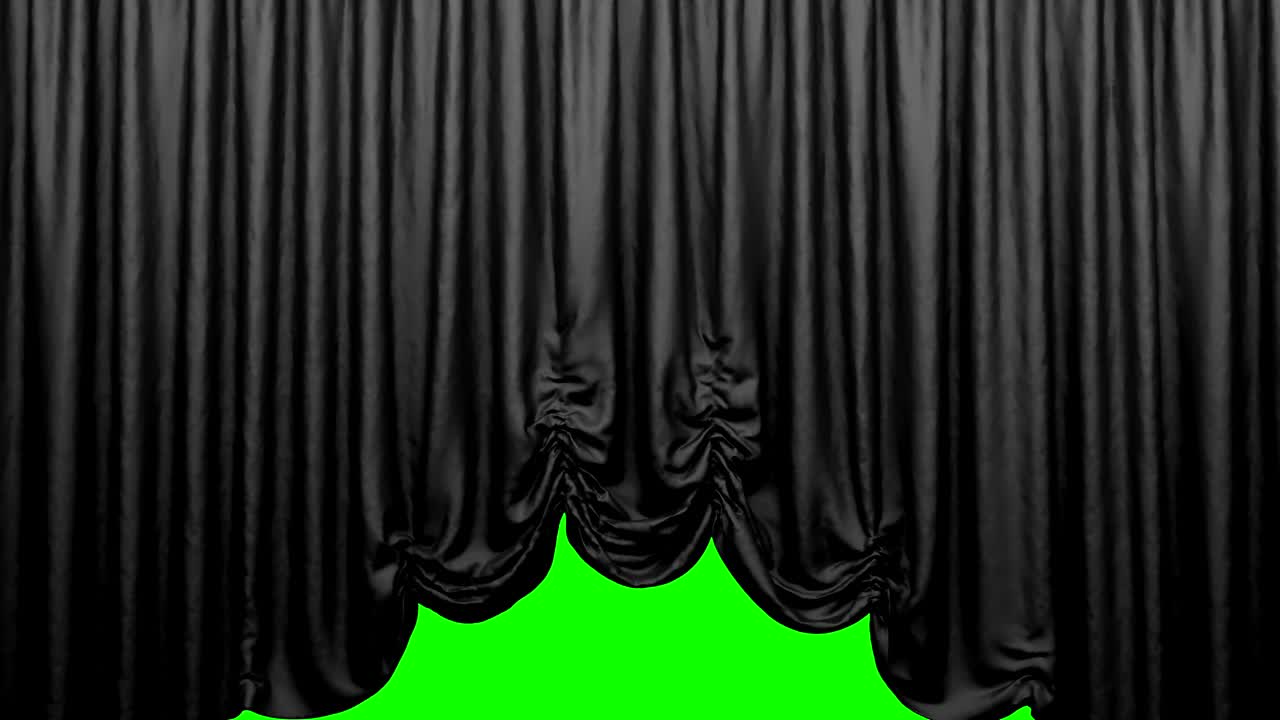 검은 오스트리아 극장 무대 커튼이 올라와 내려갑니다.