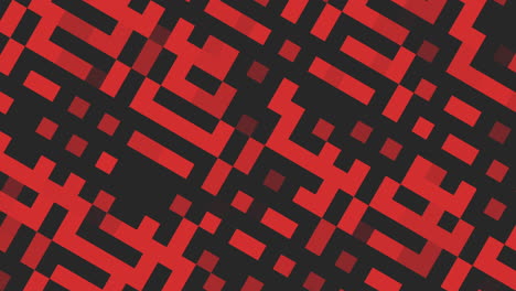 Patrón-Cuadrado-Geométrico-Rojo-Y-Negro-Con-Diseño-De-Cuadrícula-Superpuesta
