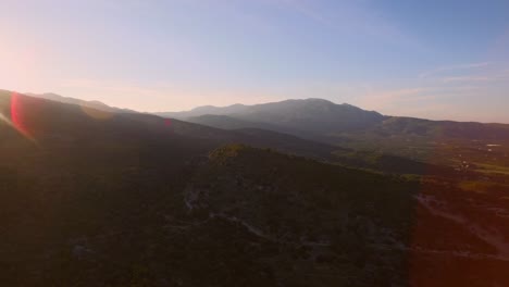 Aerial:-The-mountains-of-the-Greek-island-Samos-during-sunset