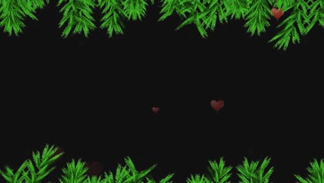 animación de ramas de árboles de navidad sobre la nieve que cae
