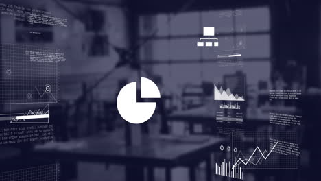 animation of financial data processing over office