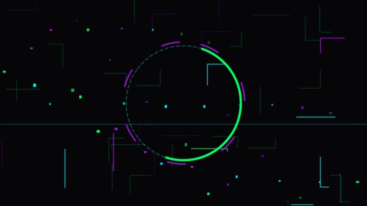 Abstract Digital Background with Glowing Green Circle and Data Lines