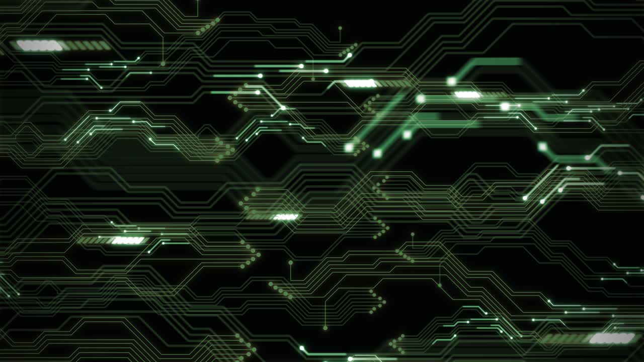 fondo de tecnología abstracta verde con animación de bucle de placa de circuito