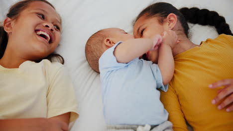 family, love and sisters with their baby brother