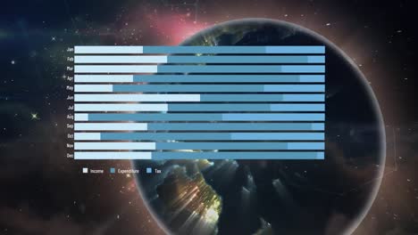 Animation-of-data-processing-with-graph-and-network-of-connections-over-globe