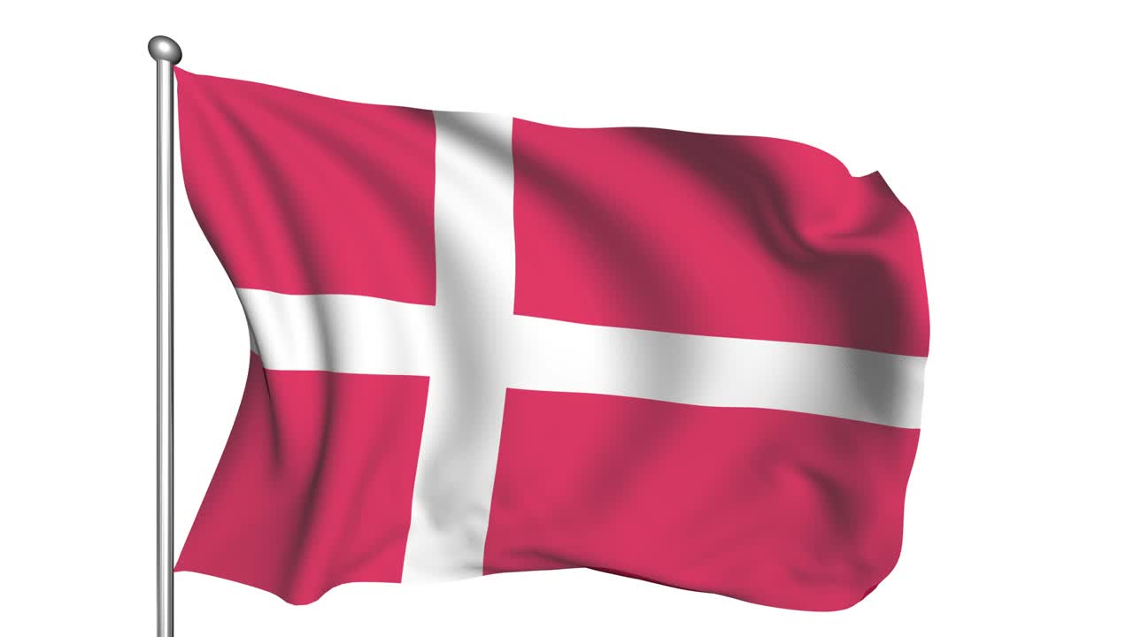 bandera de dinamarca en el viento (canal alfa, semitransparente, en bucle)