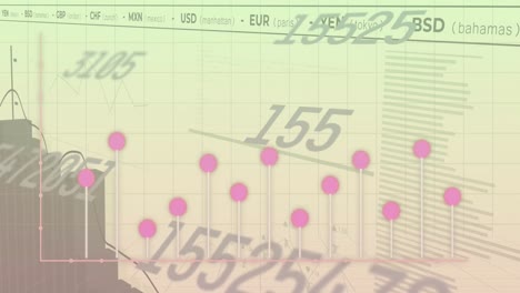 Animation-of-changing-numbers,-statistical-and-stock-market-data-processing-on-gradient-background