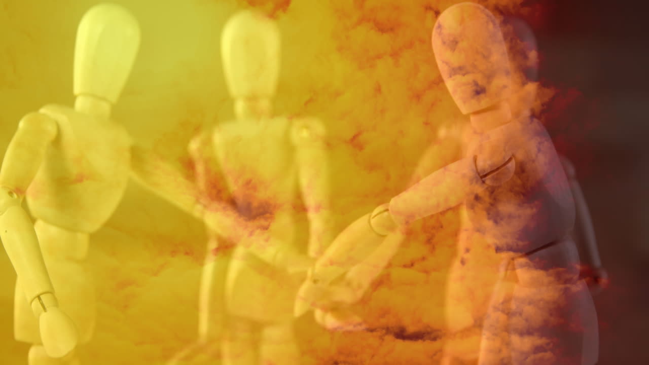 animación de modelos humanos de madera que celebran