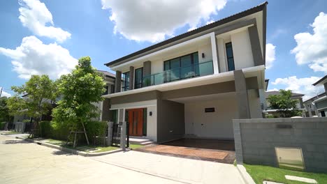 bianco e grigio moderno design esterno casa contemporanea, senza persone-6