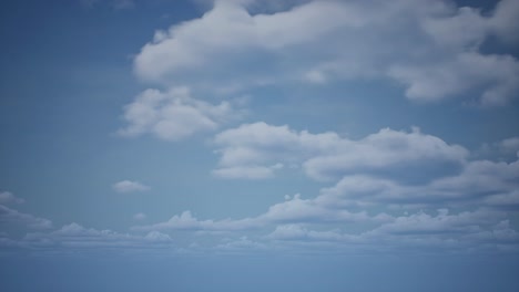 Tagblauer-Himmel-Mit-Vorbeiziehenden-Volumetrischen-Wolken,-3D-Animation