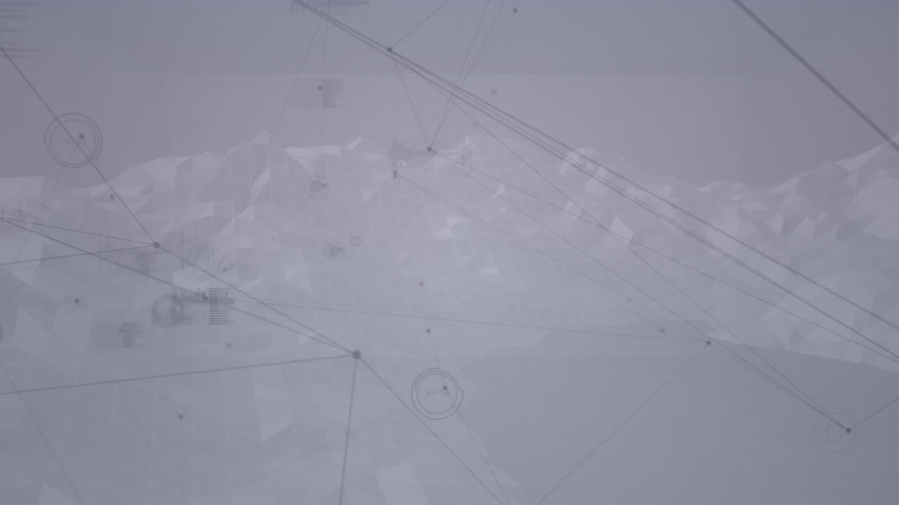 animación de redes de conexiones sobre montañas giratorias