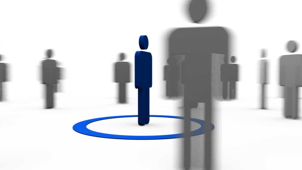 3d 실루은 파란색을 둘러싸고 회전합니다.