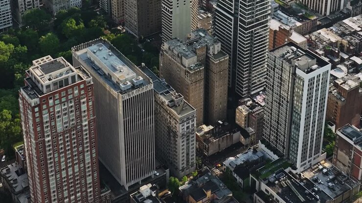 Vista aérea de Filadélfia, mostrando a paisagem urbana e os espaços verdes