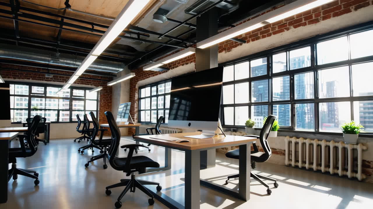 Modern Empty Office Space with Loft-Style Design